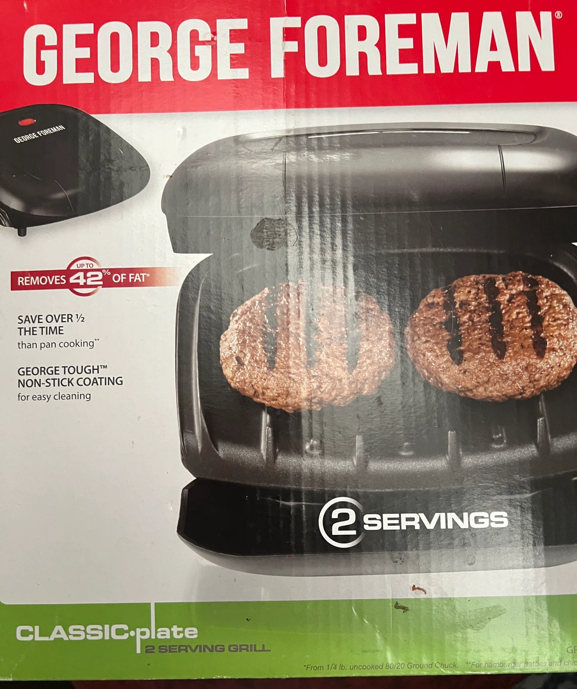George Foreman 2 Serving Classic Plate Grill