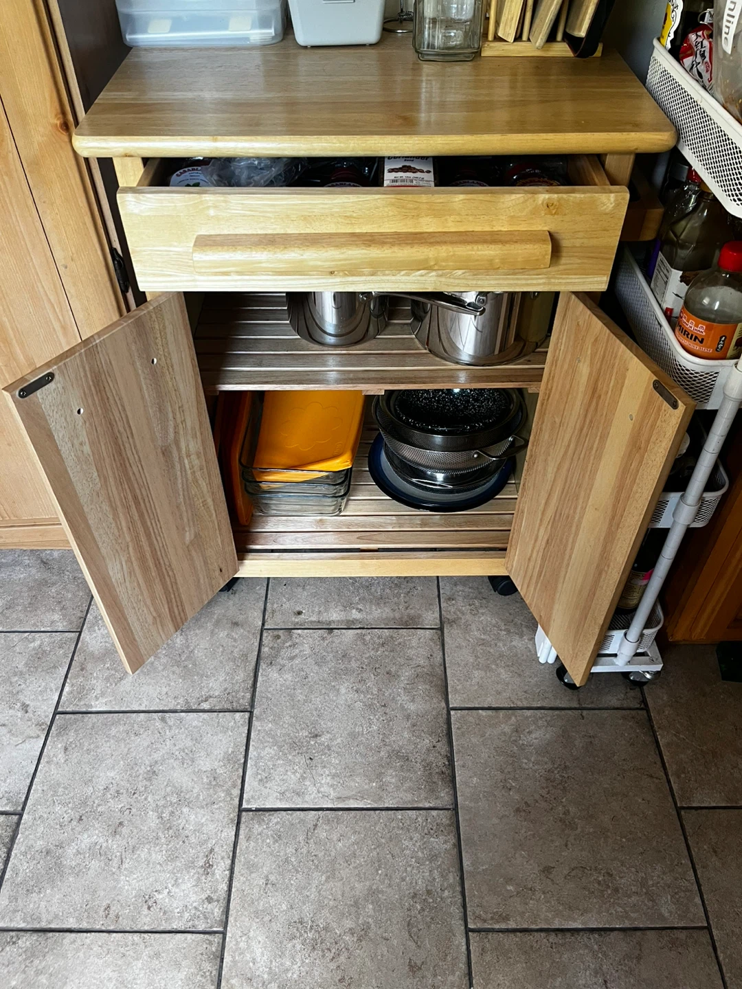 Natural Wood Rolling Kitchen Cart - photo 2