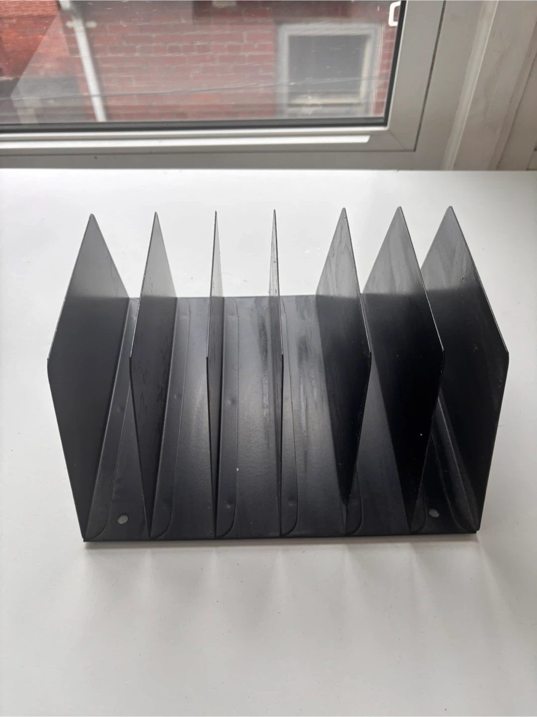 Black metal file organizer