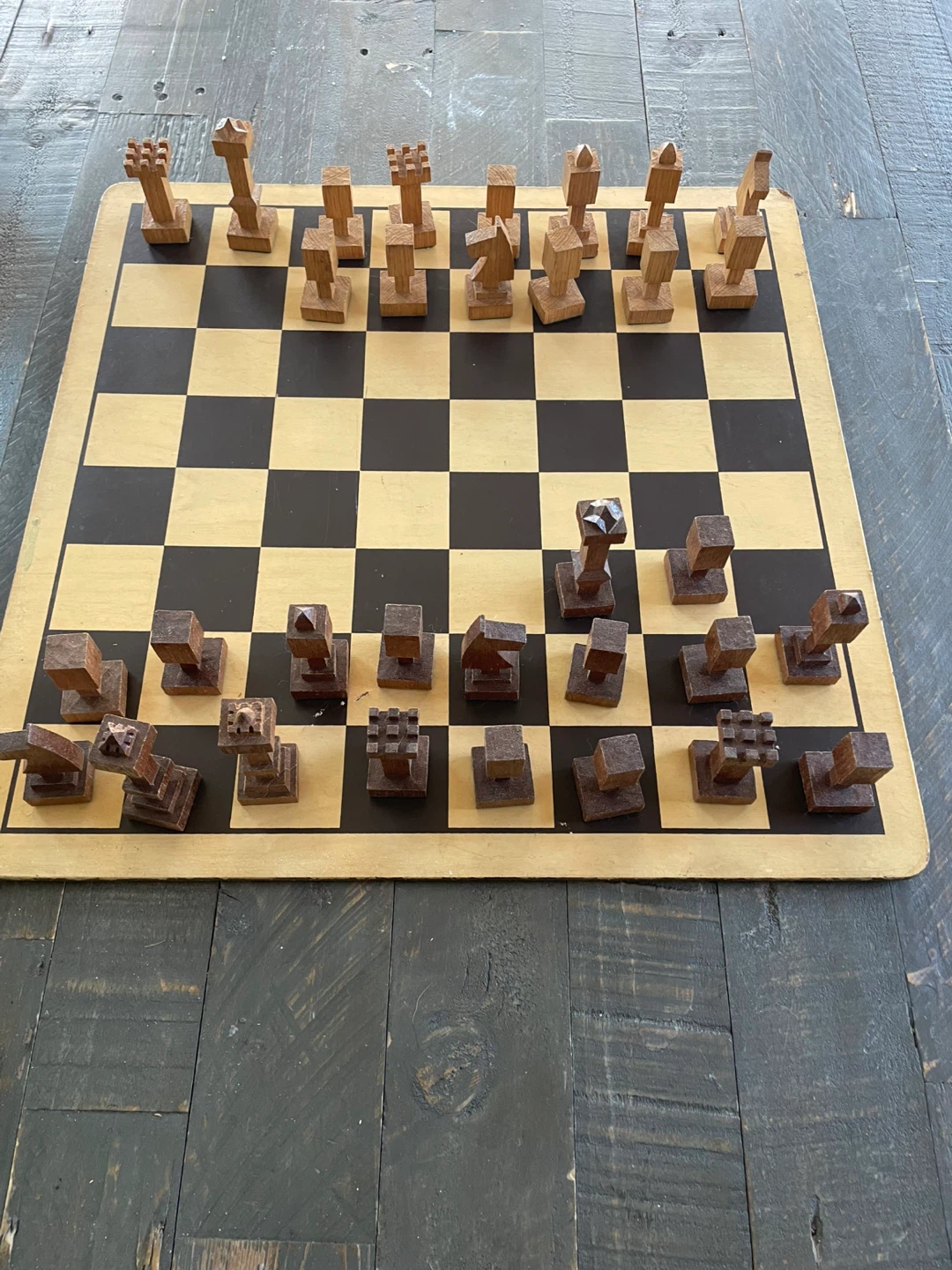 Vintage and collectible Wooden Chess Set with - real wood pieces