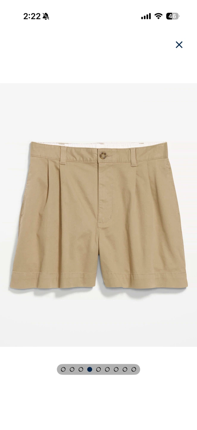 Khaki pleated high waisted shorts