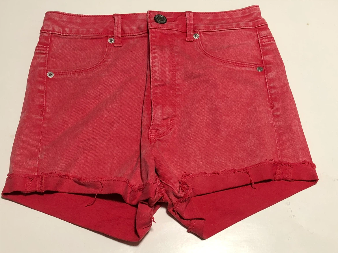 Preowned American Eagle Outfitters Red Stretch Denim Shorts