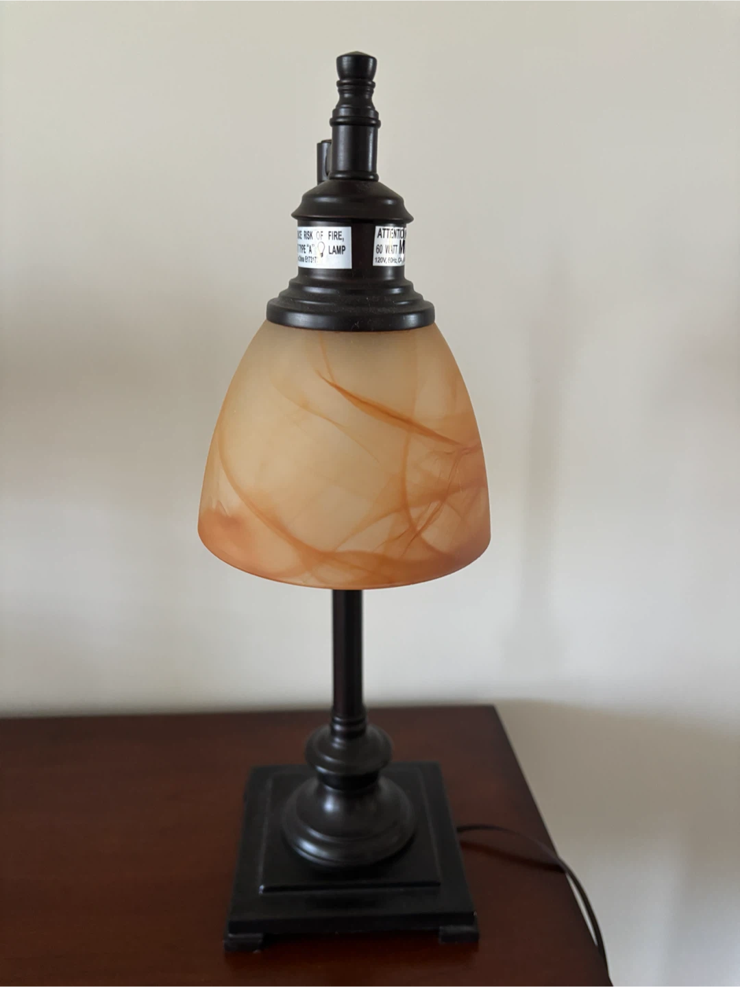 Adjustable Desk Lamp with Swirled Glass Shade