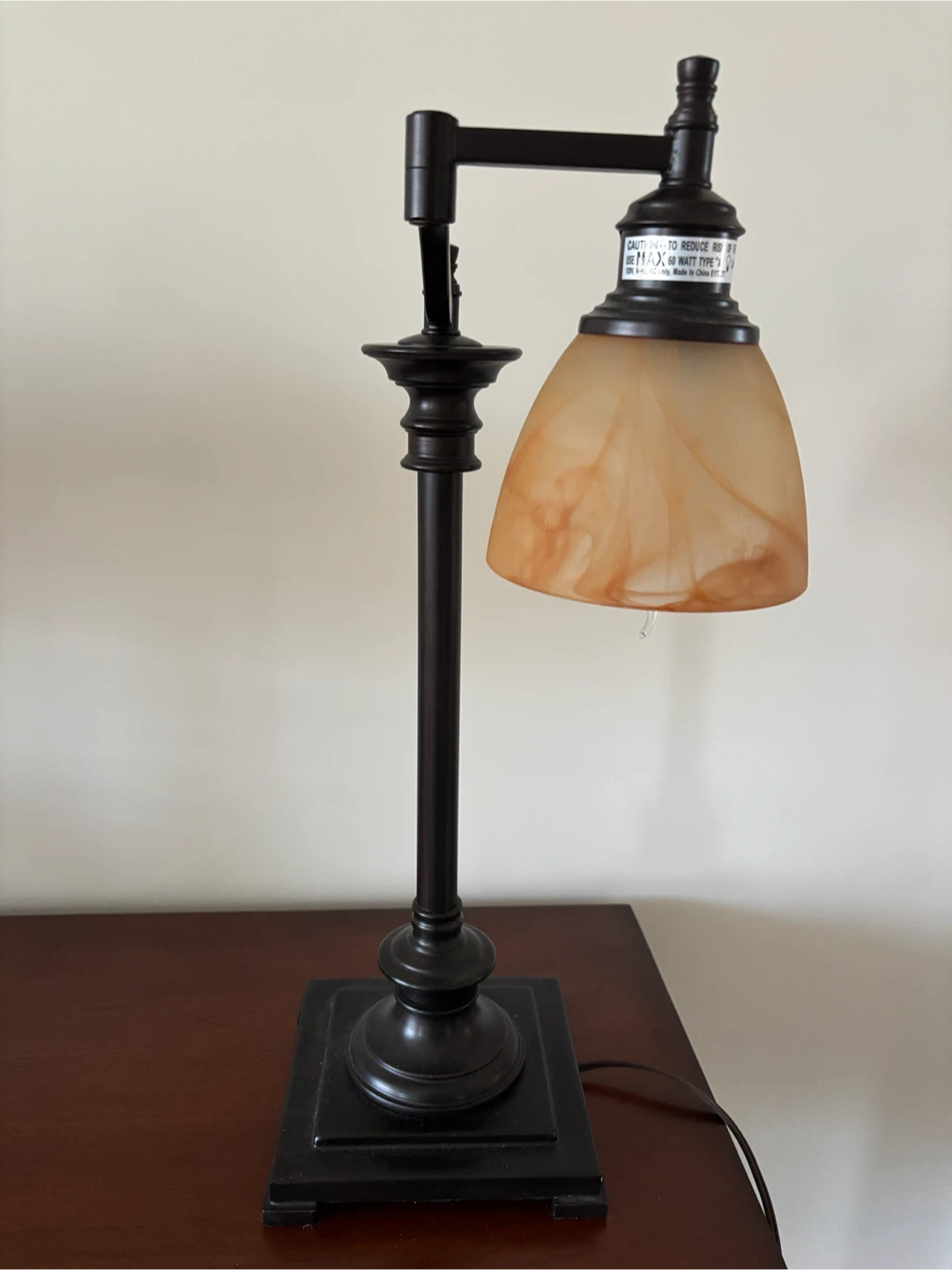 Adjustable Desk Lamp with Swirled Glass Shade - photo 3