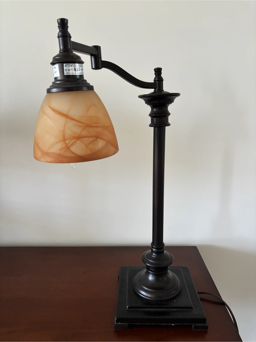 Adjustable Desk Lamp with Swirled Glass Shade - photo 4