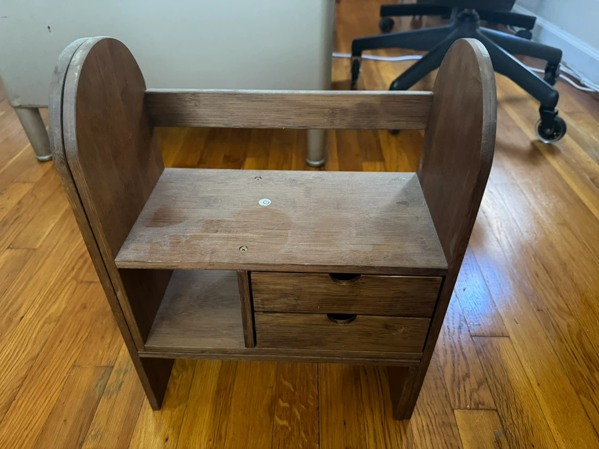 Small wooden desk organizer with drawers