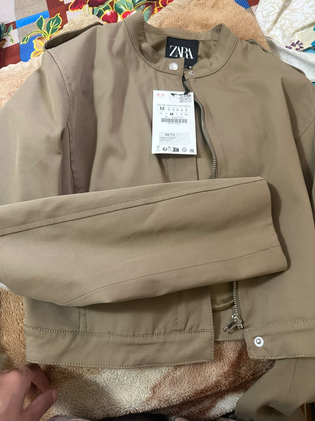 Zara Khaki Bomber Jacket Medium