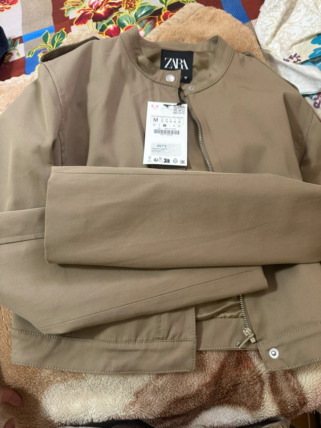 Zara Khaki Bomber Jacket Medium - photo 2