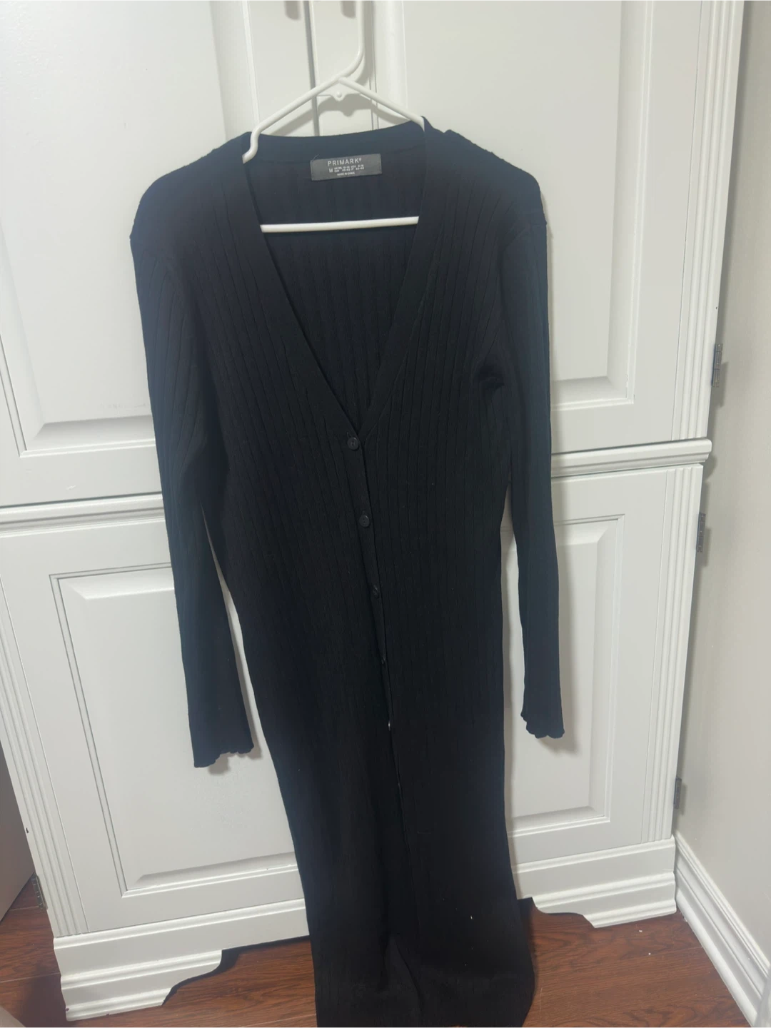 Black Ribbed Long Cardigan
