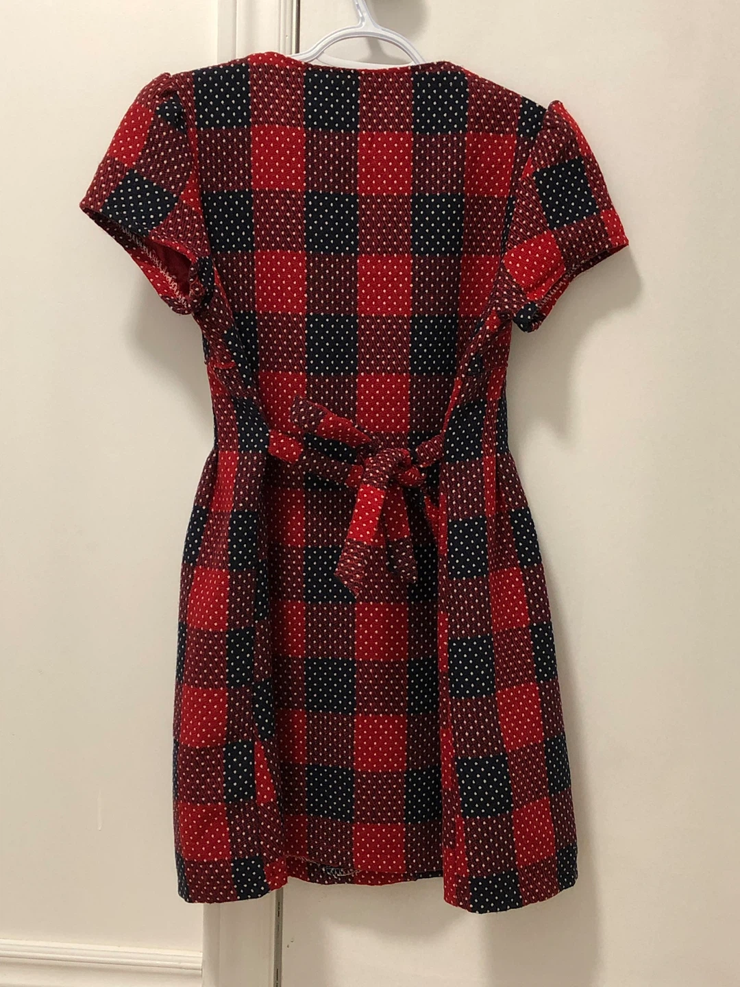 Preowned Red & Black Polka Dot Short Sleeve Women’s Dress Small - photo 2