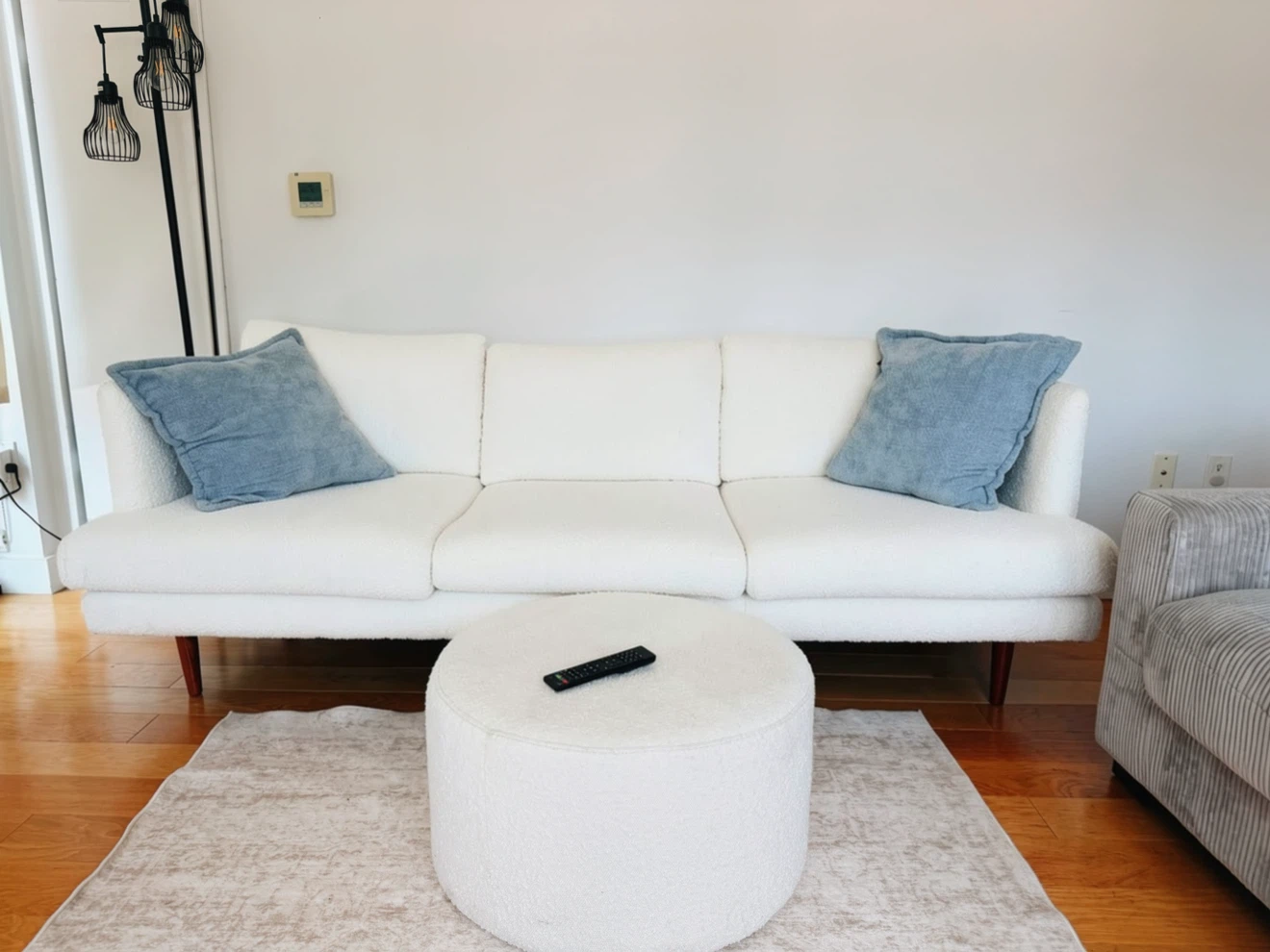 Cream Boucle Sofa & Ottoman