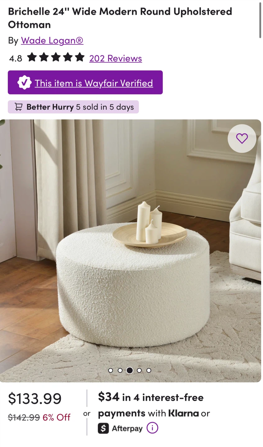 Cream Boucle Sofa & Ottoman - photo 2