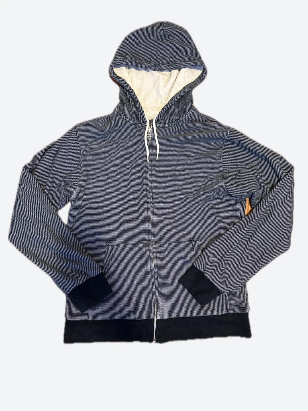 Old Navy Black and White Striped Zip-Up Hoodie