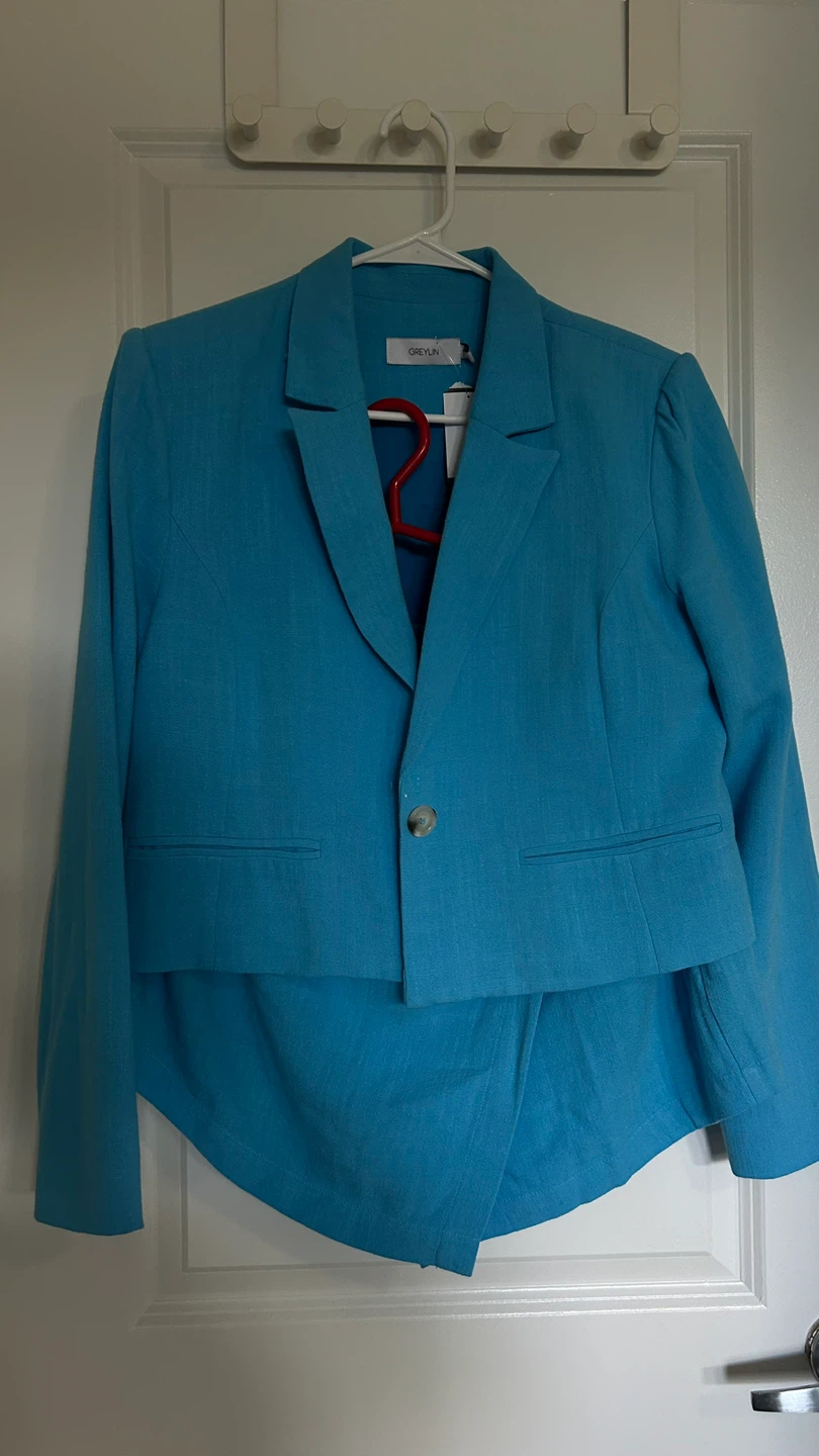 Greylin blue blazer and skirt set