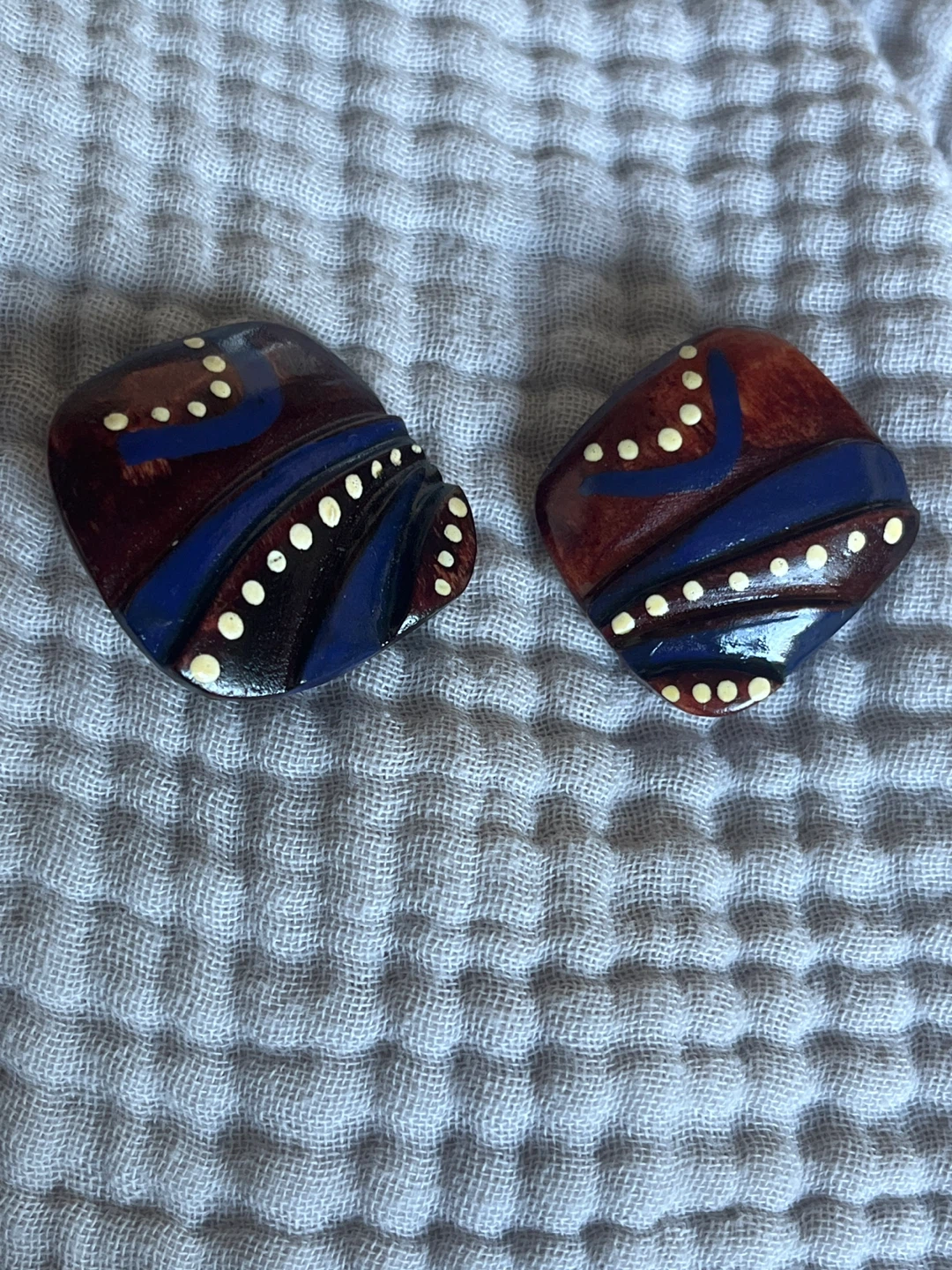 Handmade Square Earrings with Colorful Design