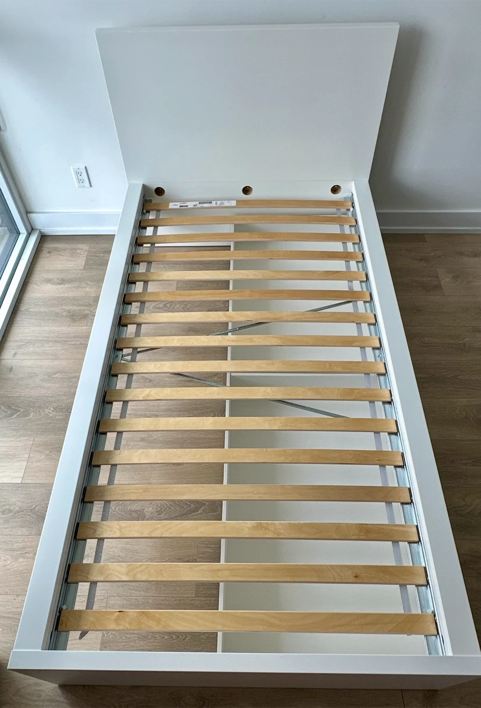 IKEA  Bed frame, high, white/Luröy, Twin + 2 storage