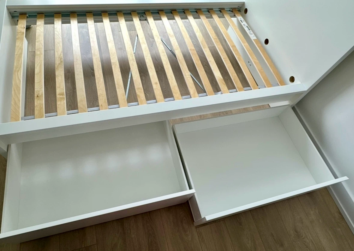 IKEA  Bed frame, high, white/Luröy, Twin + 2 storage - photo 2
