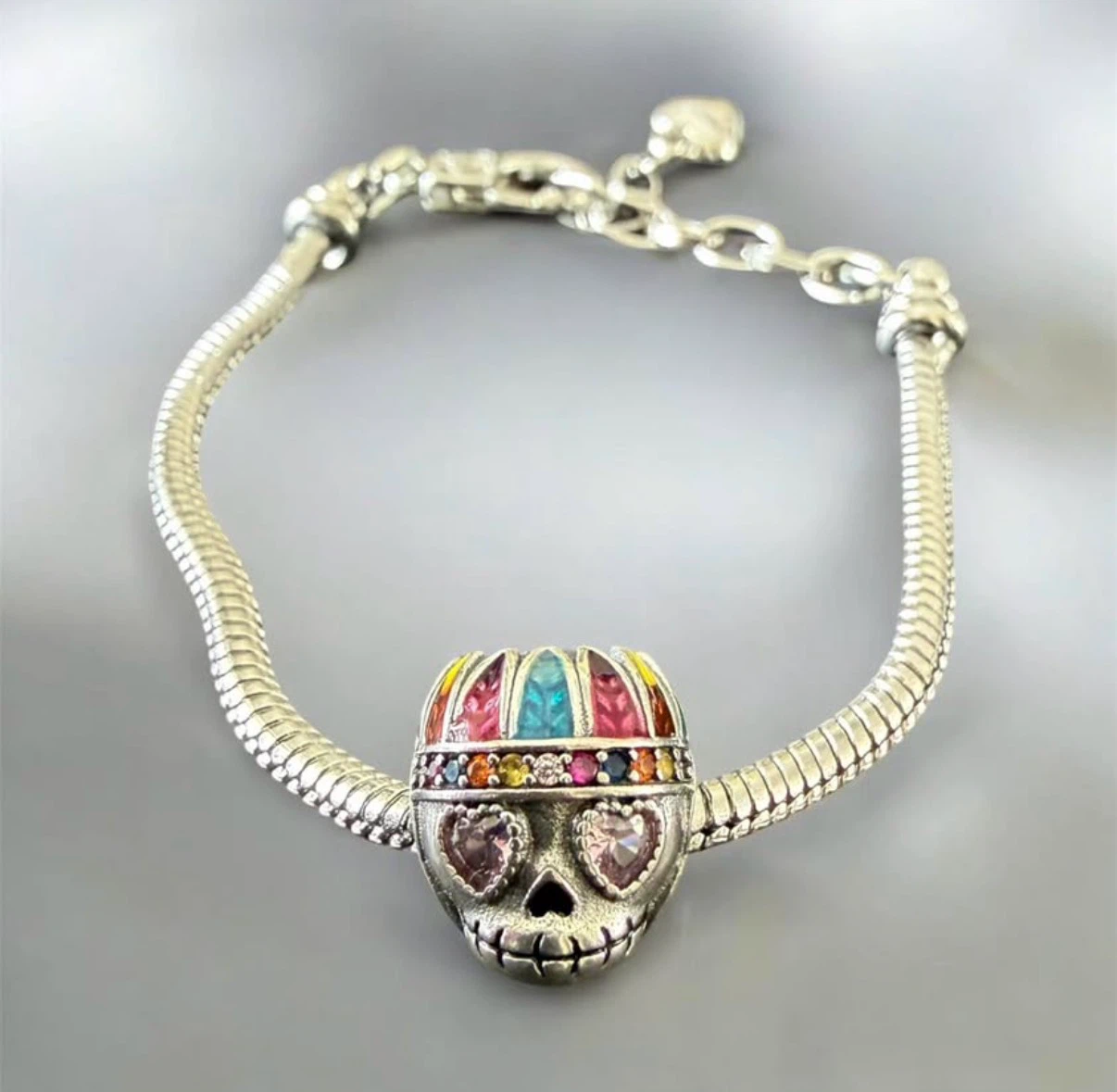 Bracelet with Colourful Skull Charm