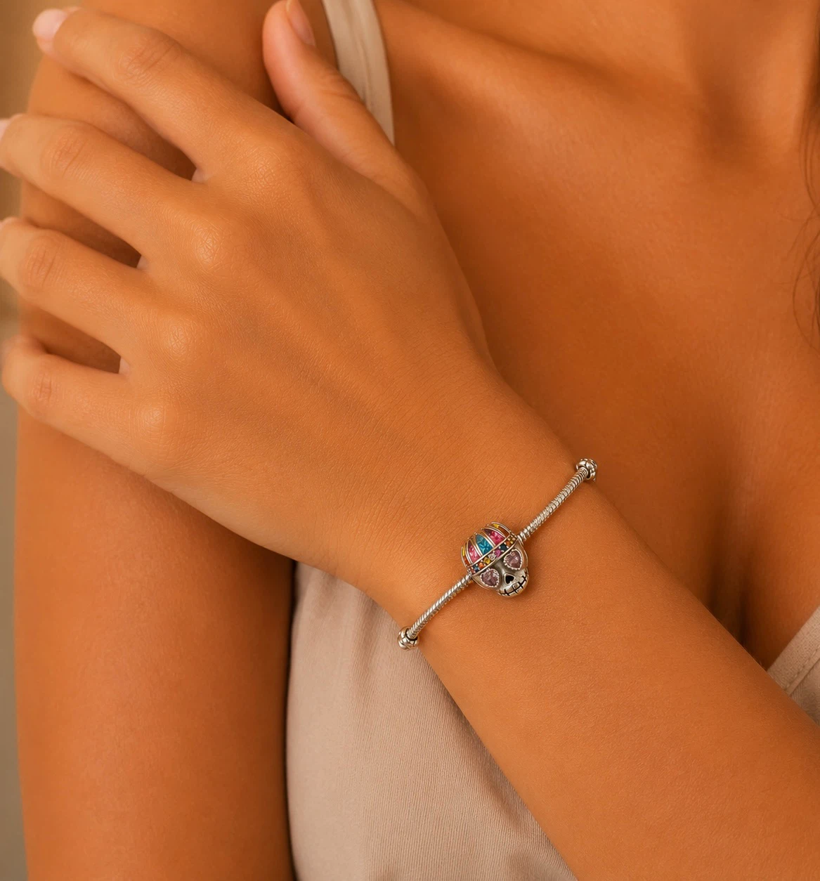 Bracelet with Colourful Skull Charm - photo 3