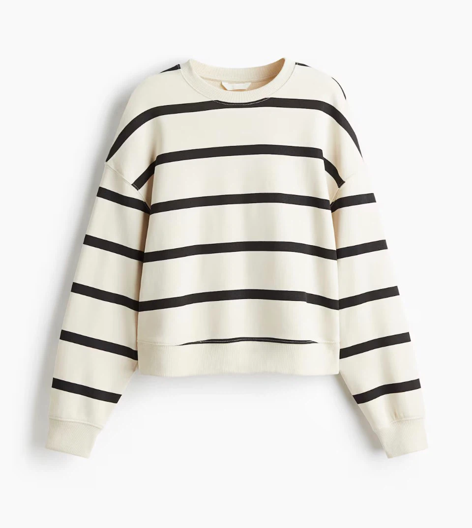 Women’s cream and black striped shirt