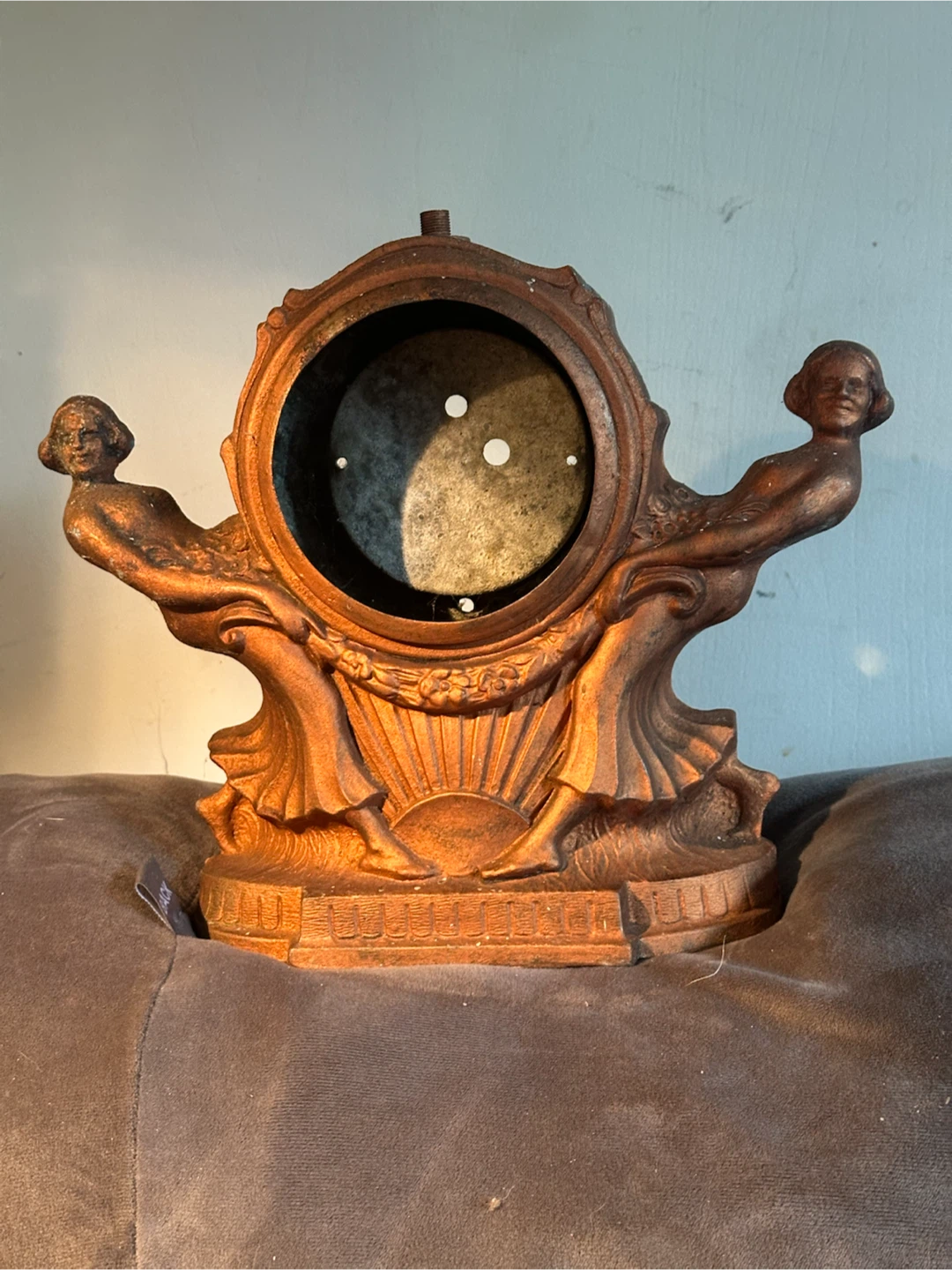 Antique 12” Art Nouveau Cast Metal Clock Case Shell Parts