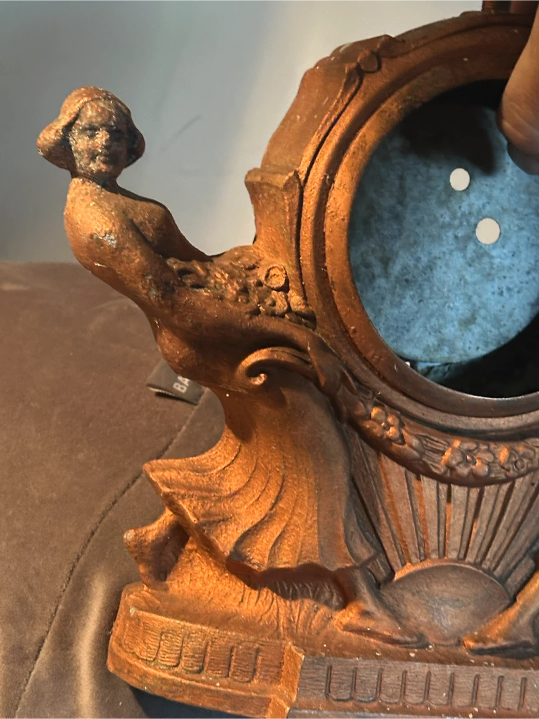 Antique 12” Art Nouveau Cast Metal Clock Case Shell Parts - photo 2