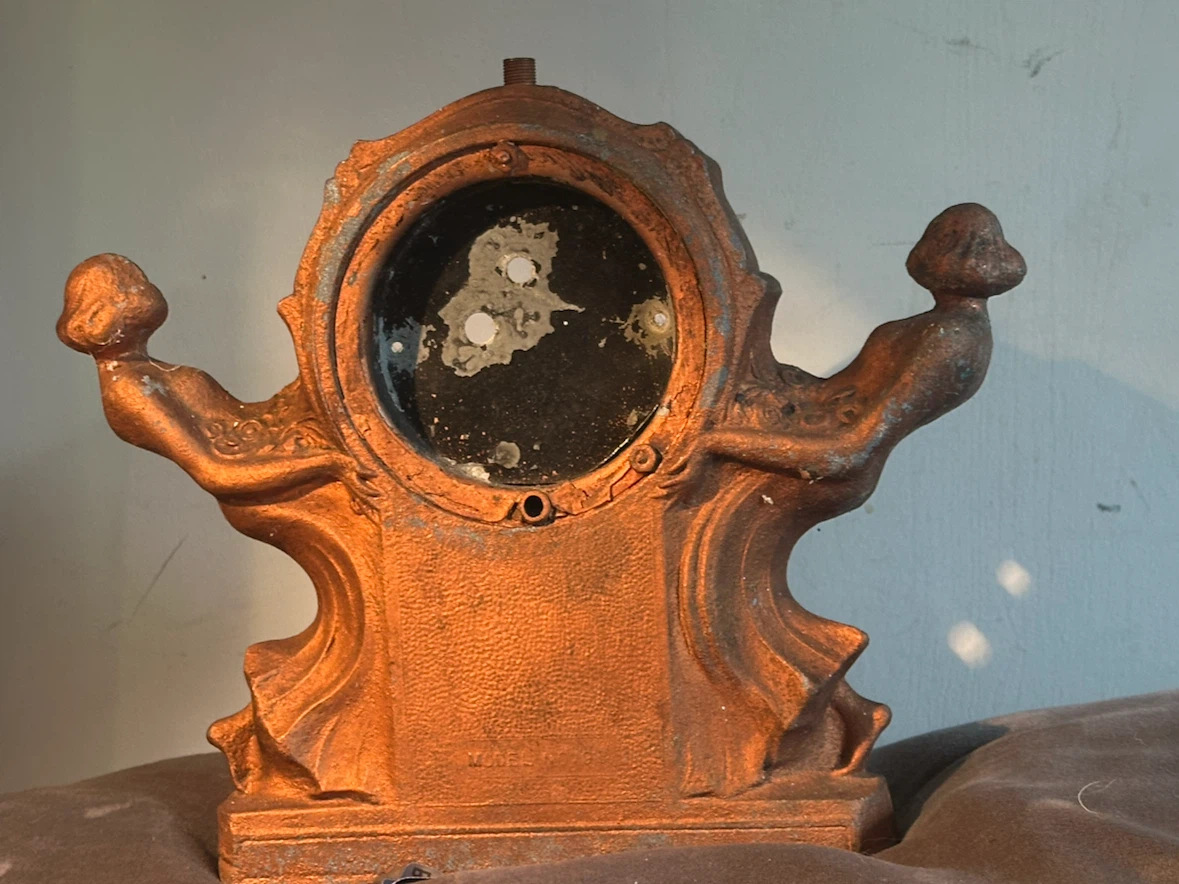 Antique 12” Art Nouveau Cast Metal Clock Case Shell Parts - photo 3