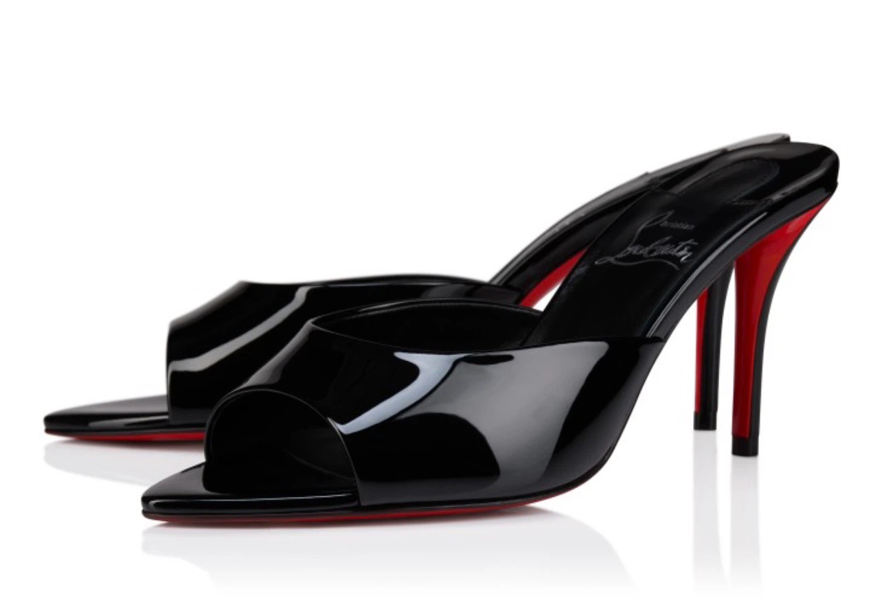 NWT Christian Louboutin Black Patent Leather Mules Heels Size 41