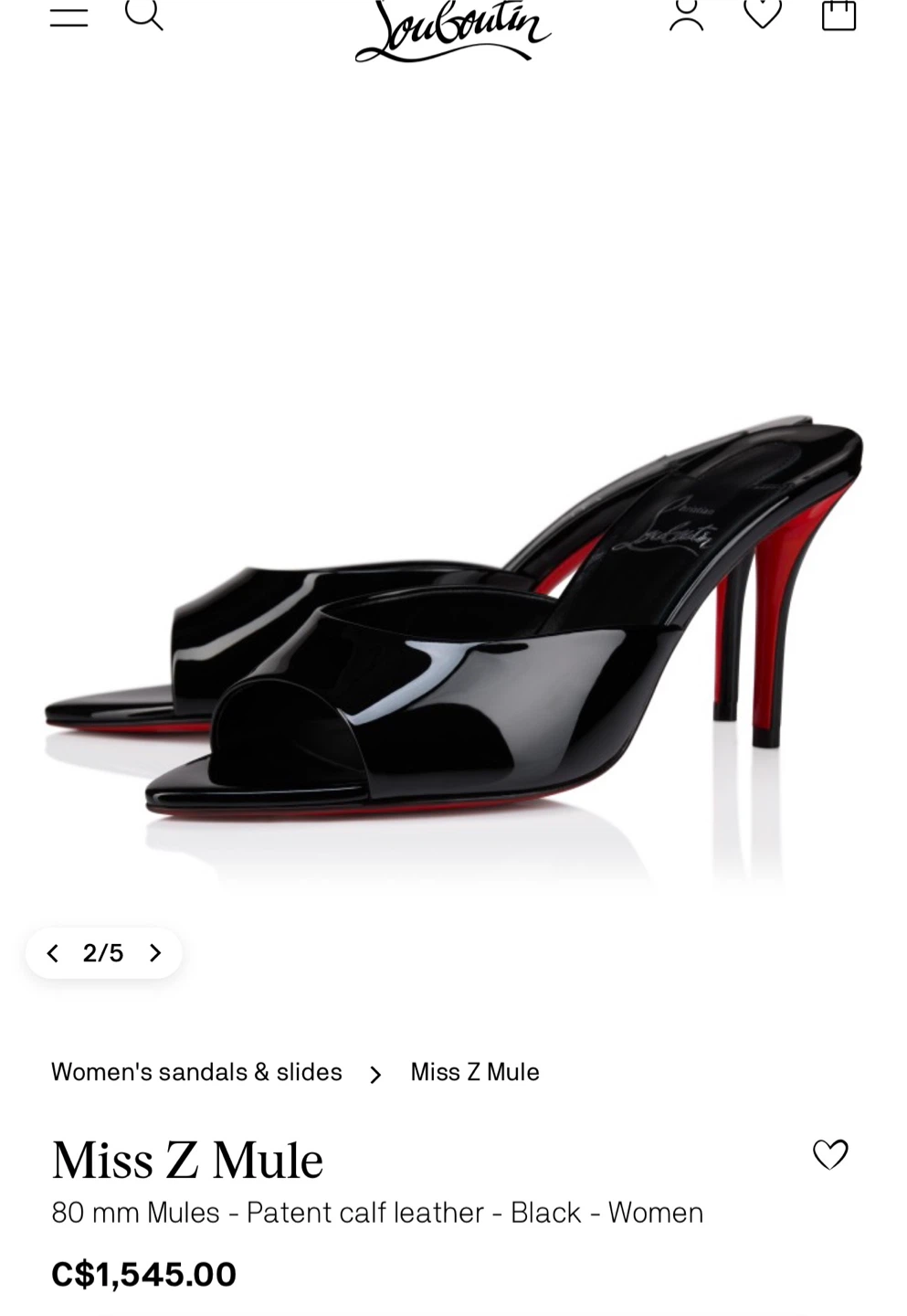 NWT Christian Louboutin Black Patent Leather Mules Heels Size 41 - photo 4