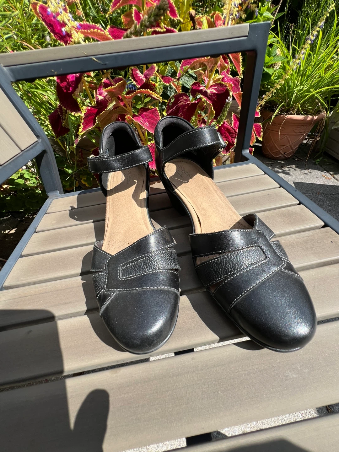 Clarks Women's Black Leather Strappy Wedge Heels - photo 2