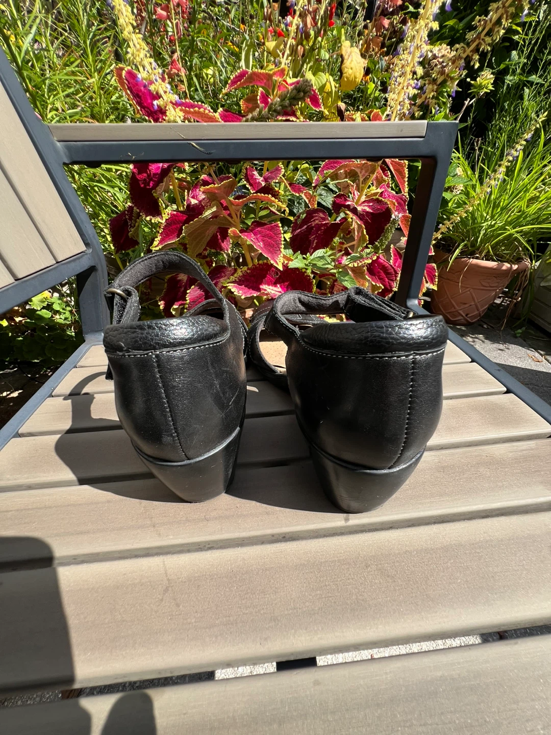 Clarks Women's Black Leather Strappy Wedge Heels - photo 5