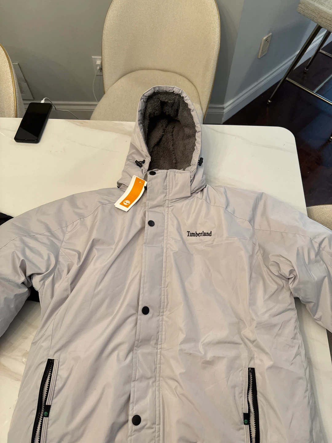 Brand new Original Timberland puffer jacket grey colour size XXL