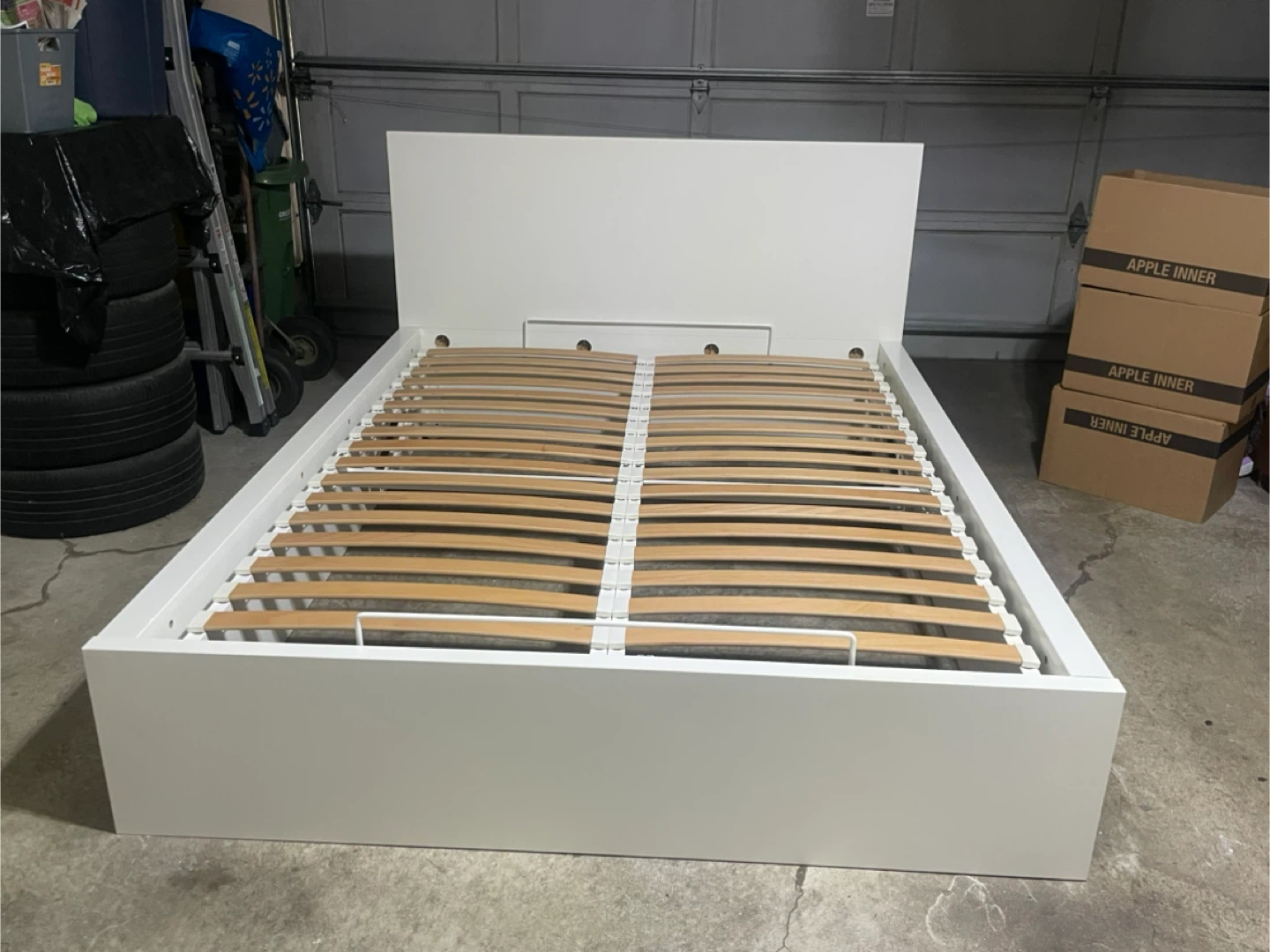 IKEA White Queen Size Malm Pull Up Storage Lift Bed - photo 4