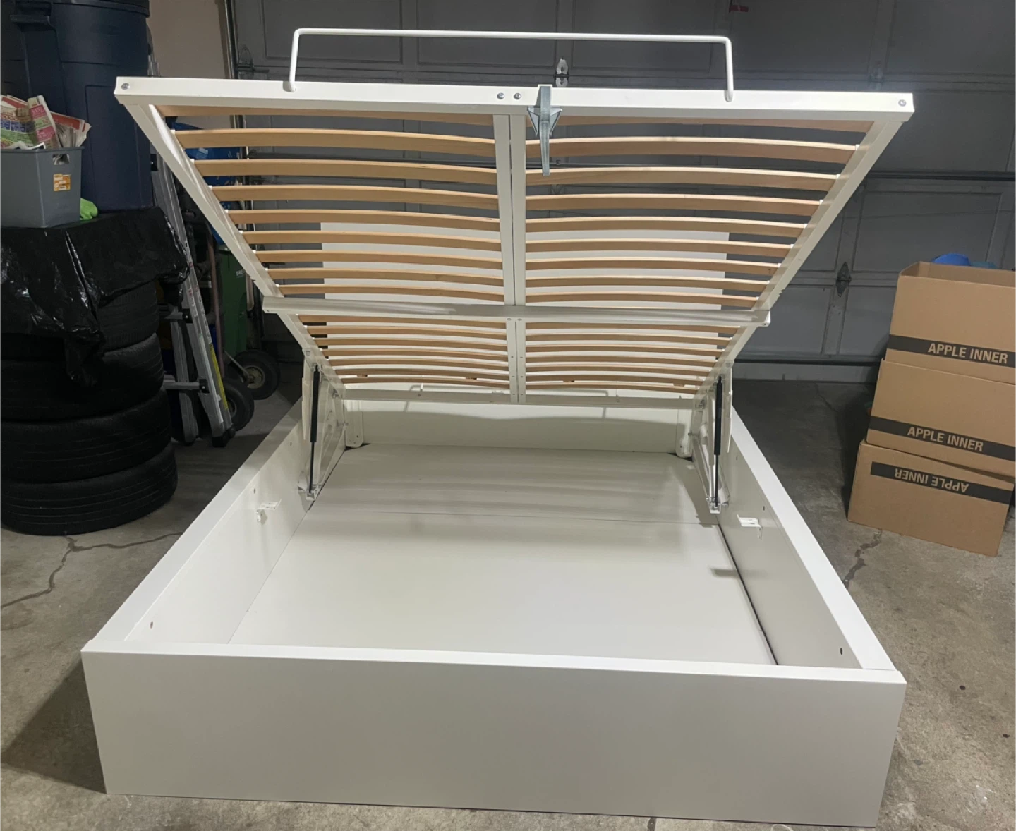 IKEA White Queen Size Malm Pull Up Storage Lift Bed - photo 3