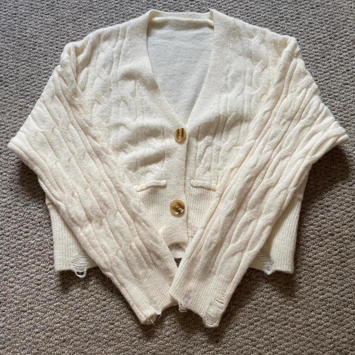 Ladies Cotton - Cream Colour Cardigan - Size Small