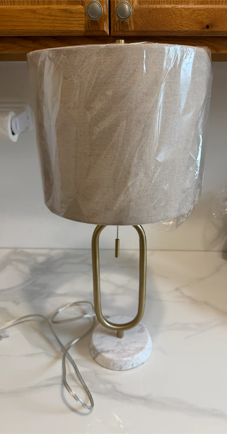 3 Table Lamp with Marble Base and Gold Accents - photo 3