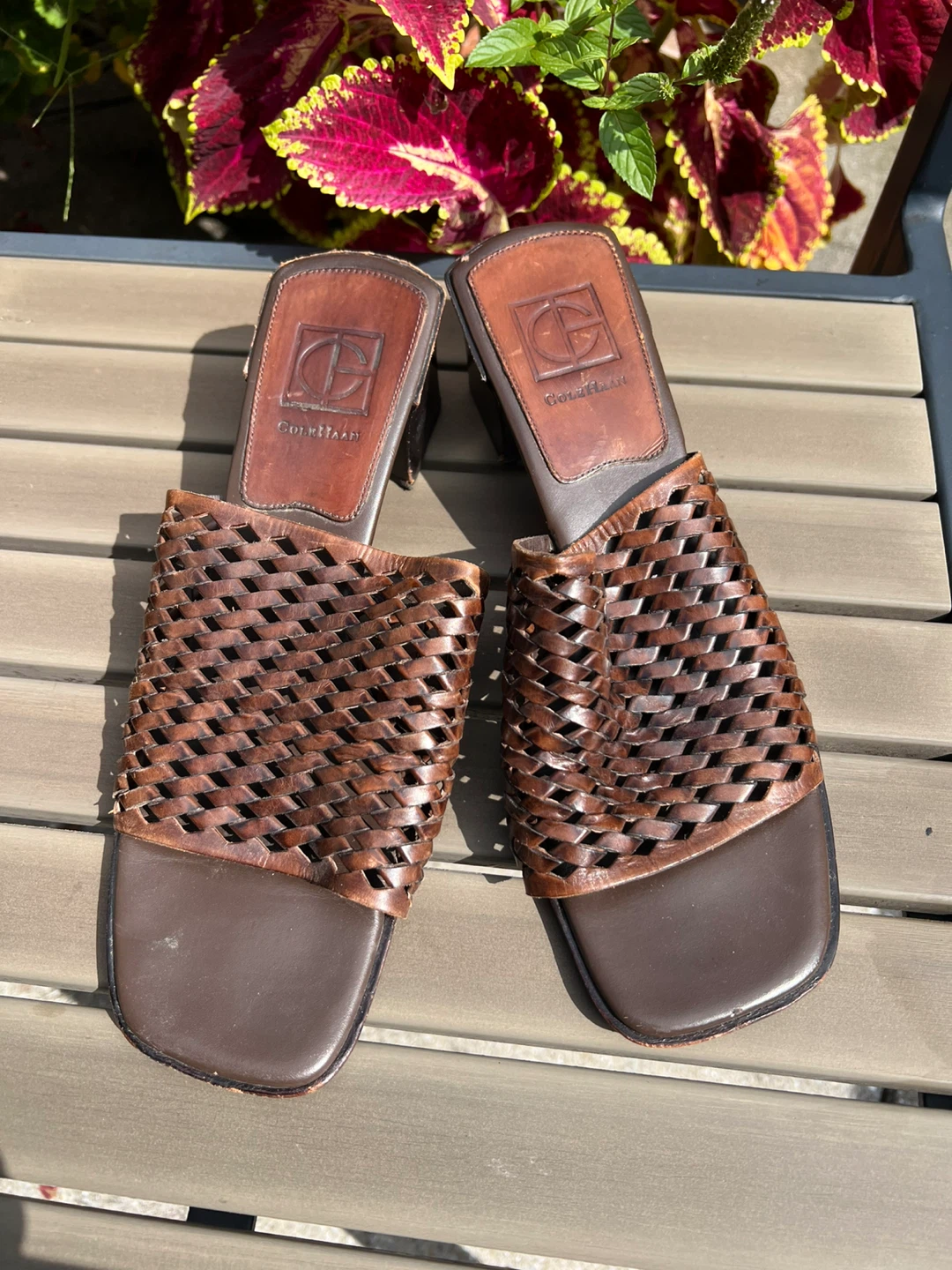 Cole Haan Woven Leather Slides w8.5