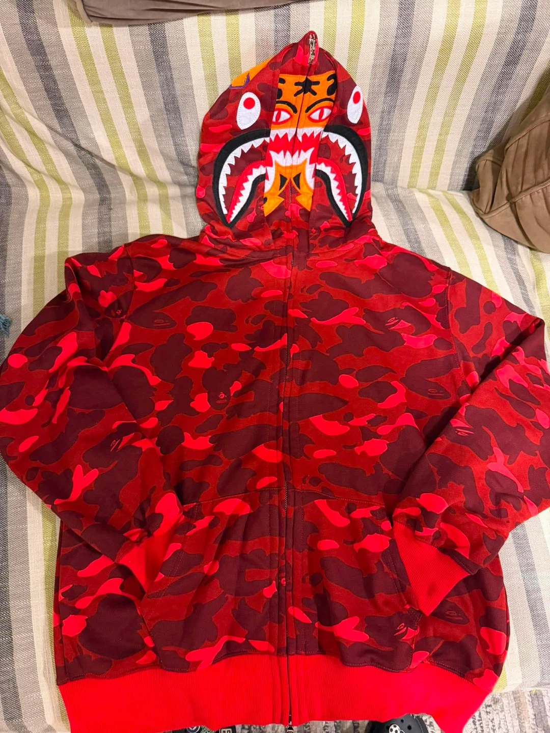BAPE Red Camo Shark Full Zip Hoodie - photo 2