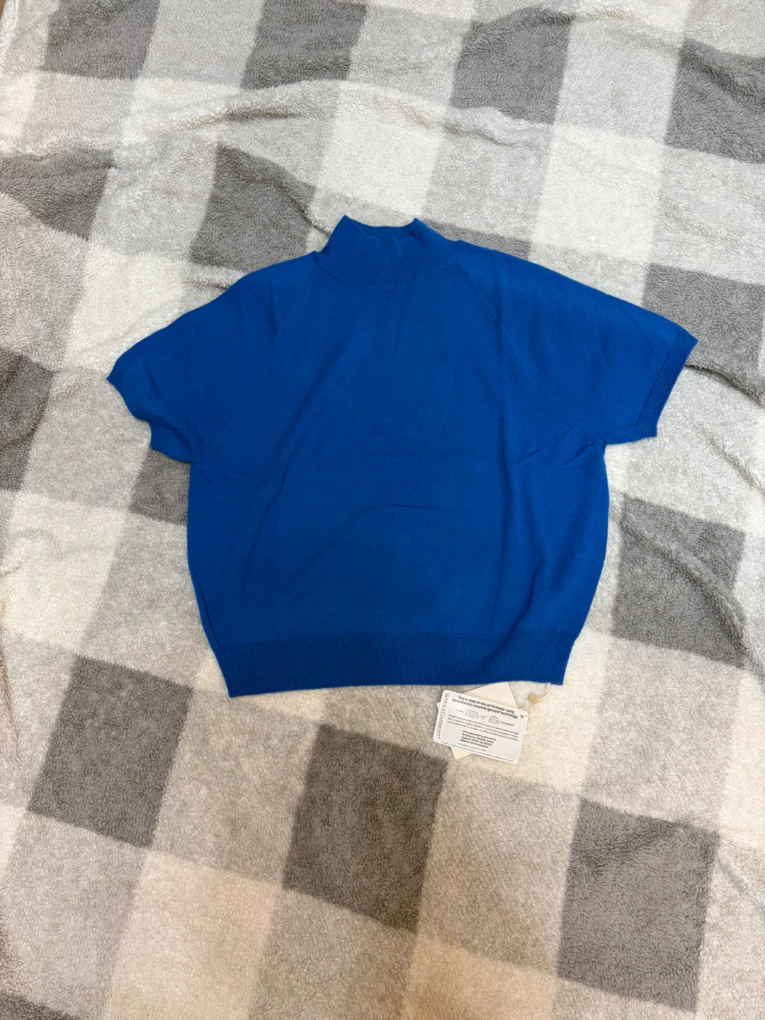 Blue Mock Neck Short Sleeve Knit Top - photo 2