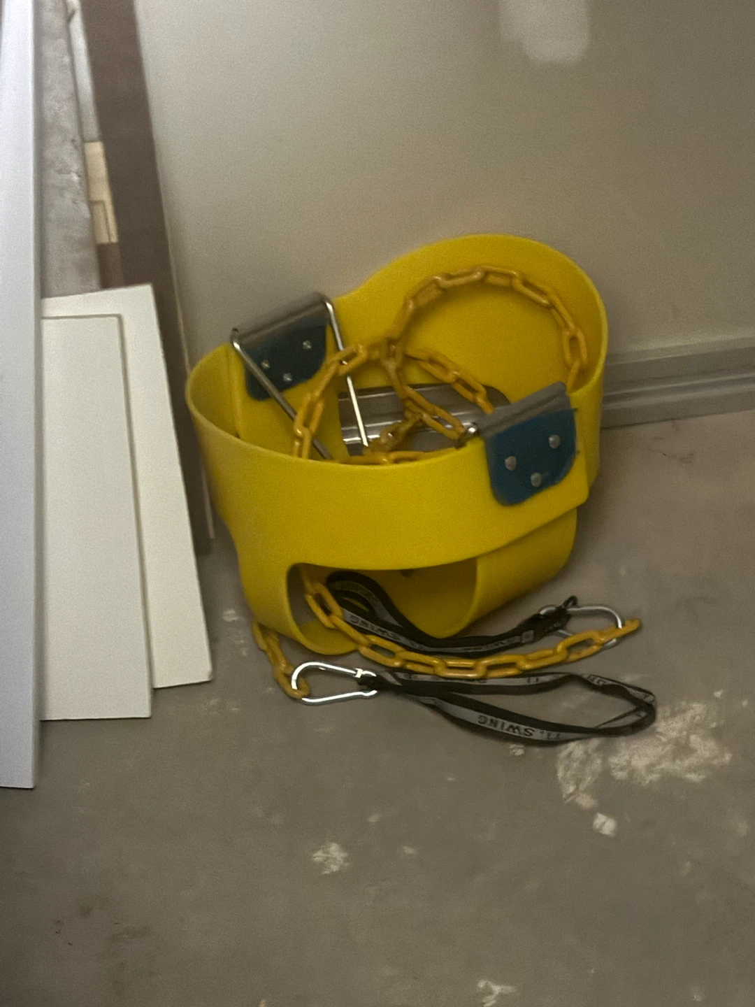 Yellow Plastic Swing Seat with Chains