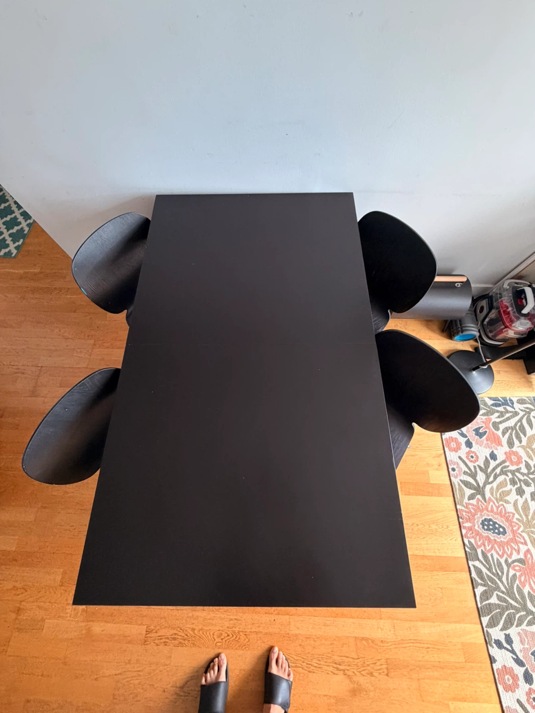 IKEA Black Extendable Dining Table with 4 Chairs - photo 2