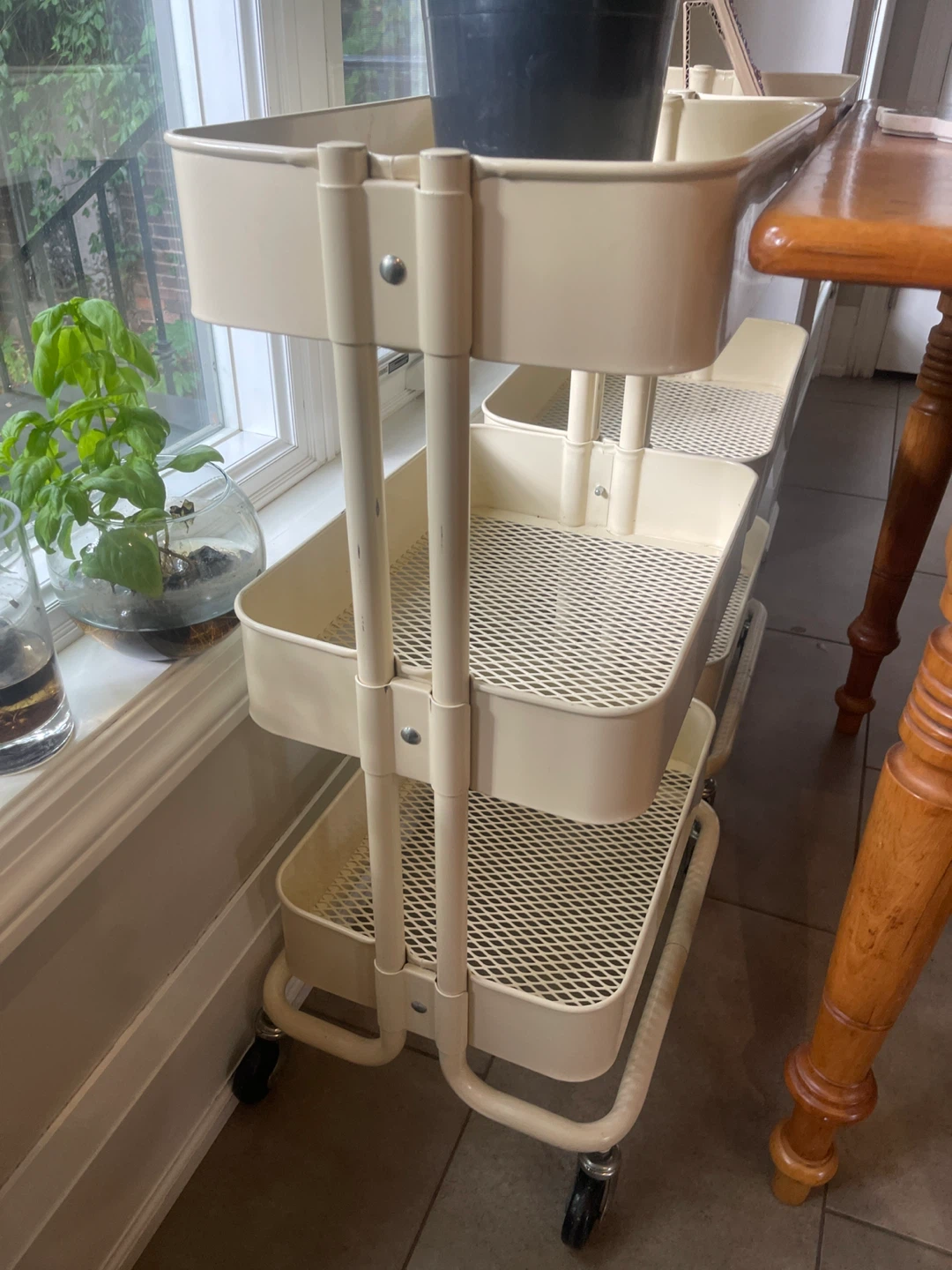2 Cream 3-Tier Rolling Storage Carts