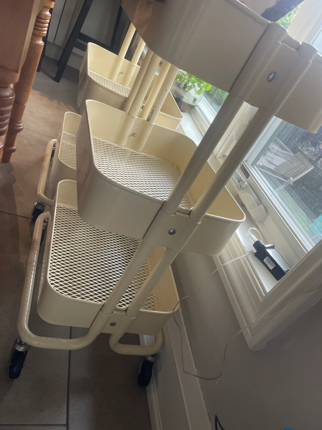 2 Cream 3-Tier Rolling Storage Carts - photo 2