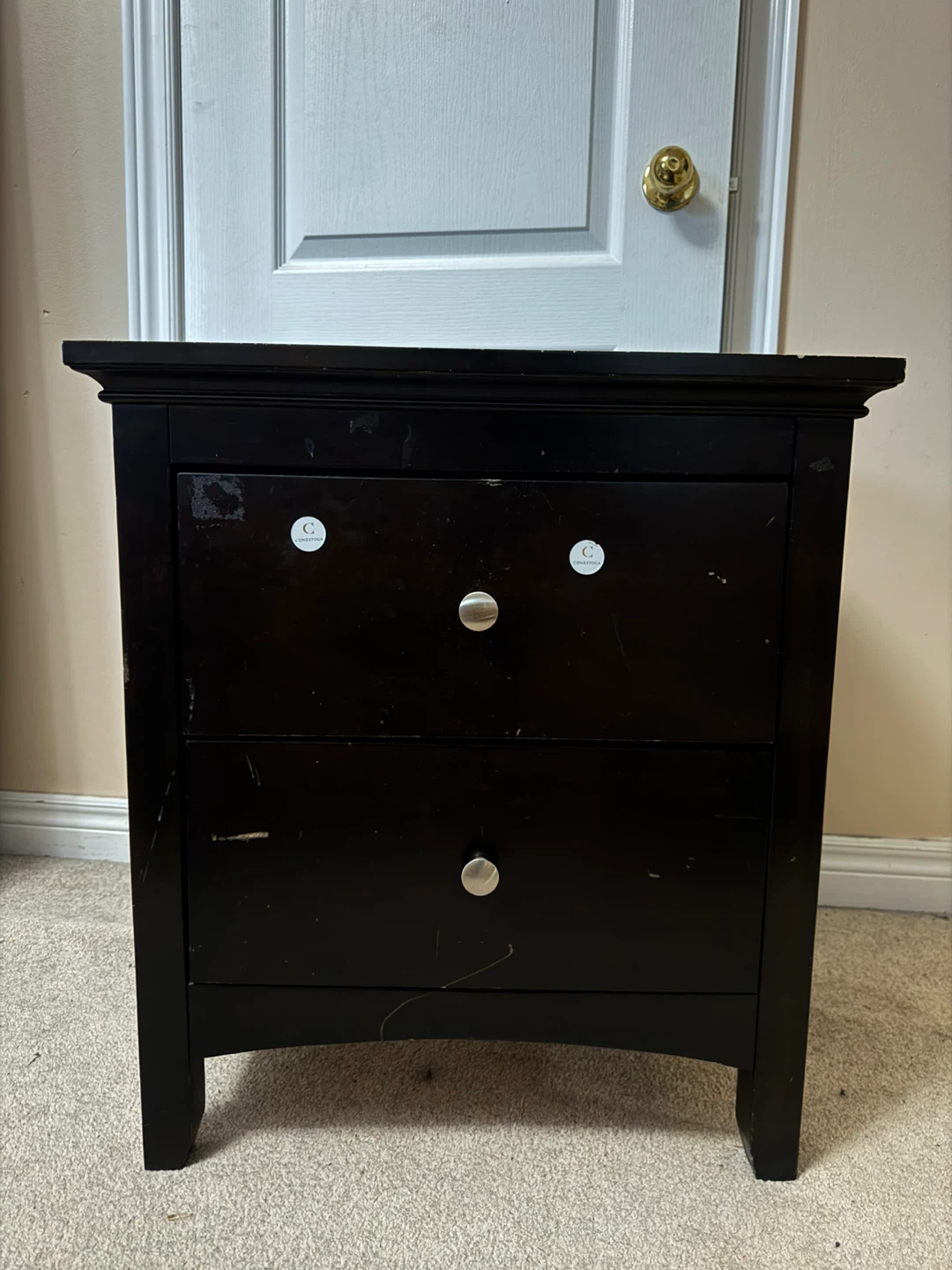 Black 2-Drawer Nightstand