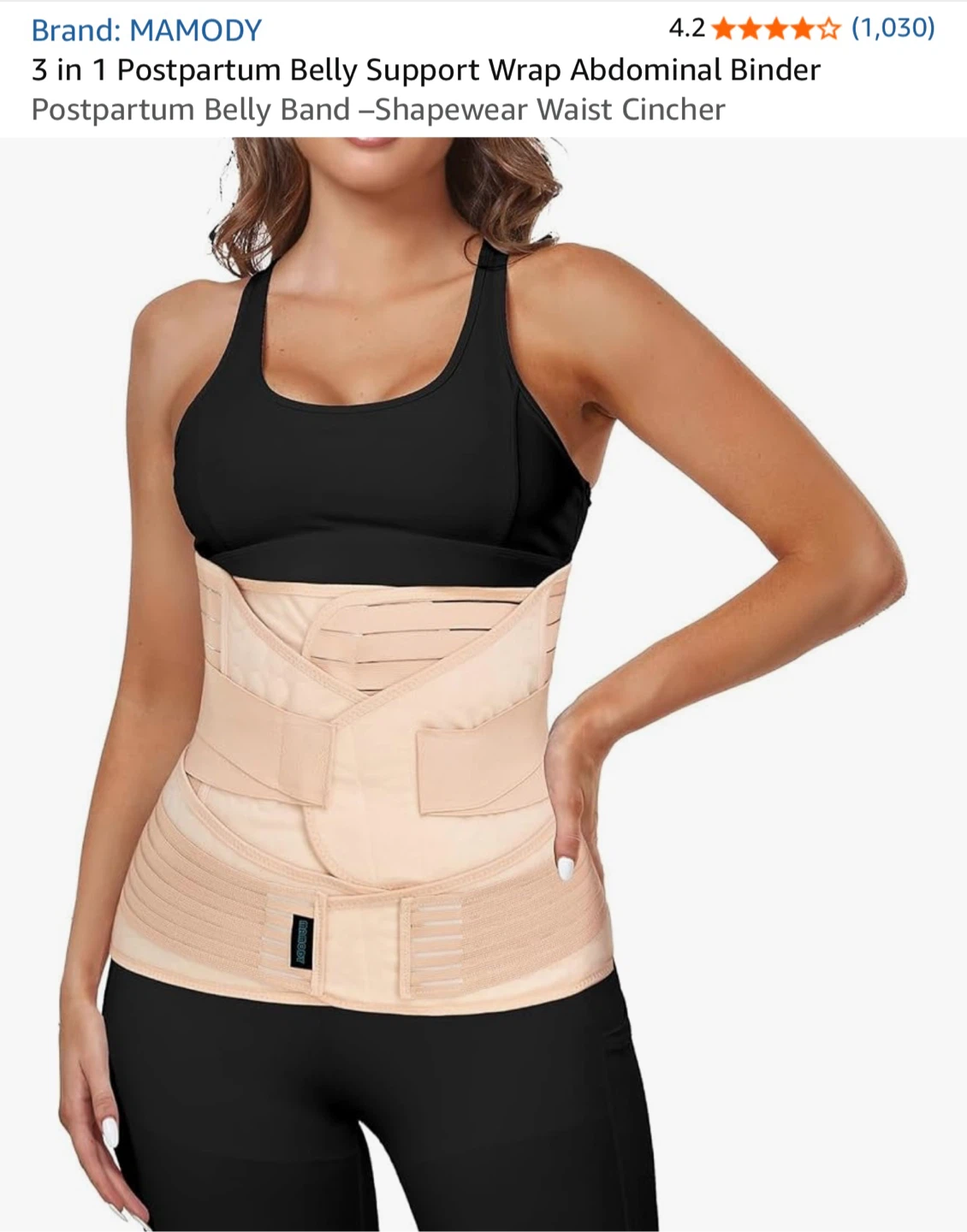 MAMODY 3-in-1 Postpartum Belly Support Belt Beige S/M