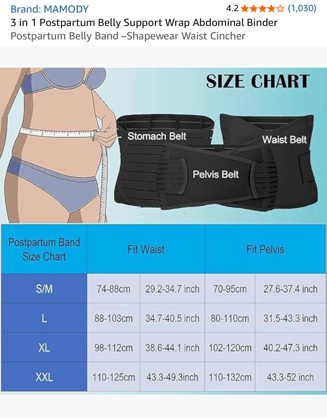 MAMODY 3-in-1 Postpartum Belly Support Belt Beige S/M - photo 2