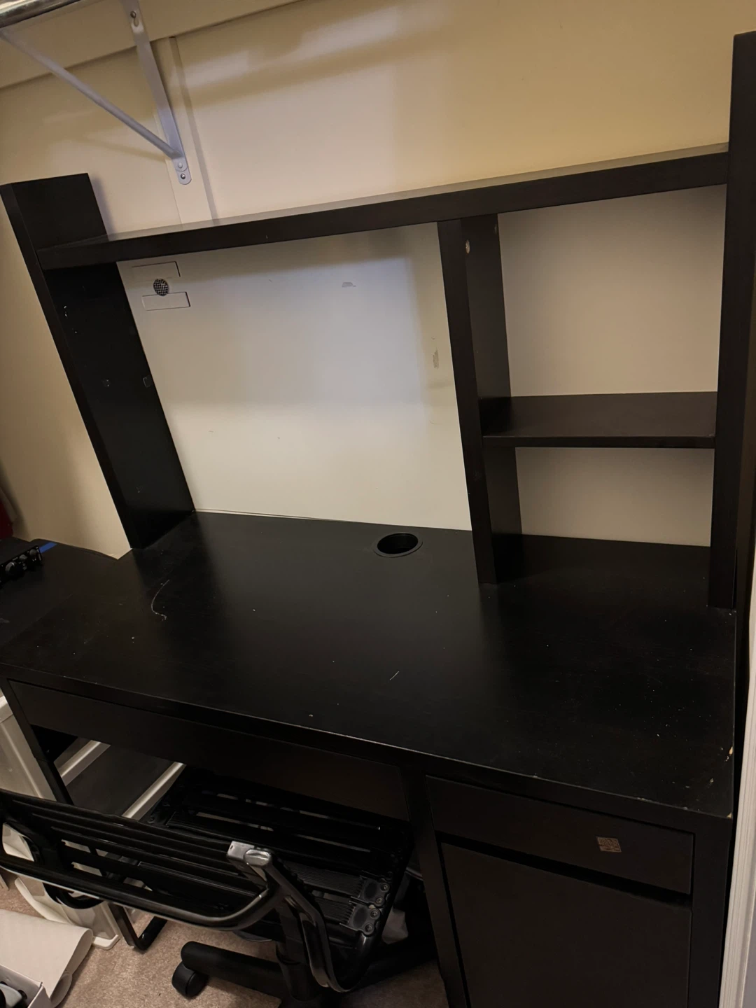 Black computer or Study Table with hutch