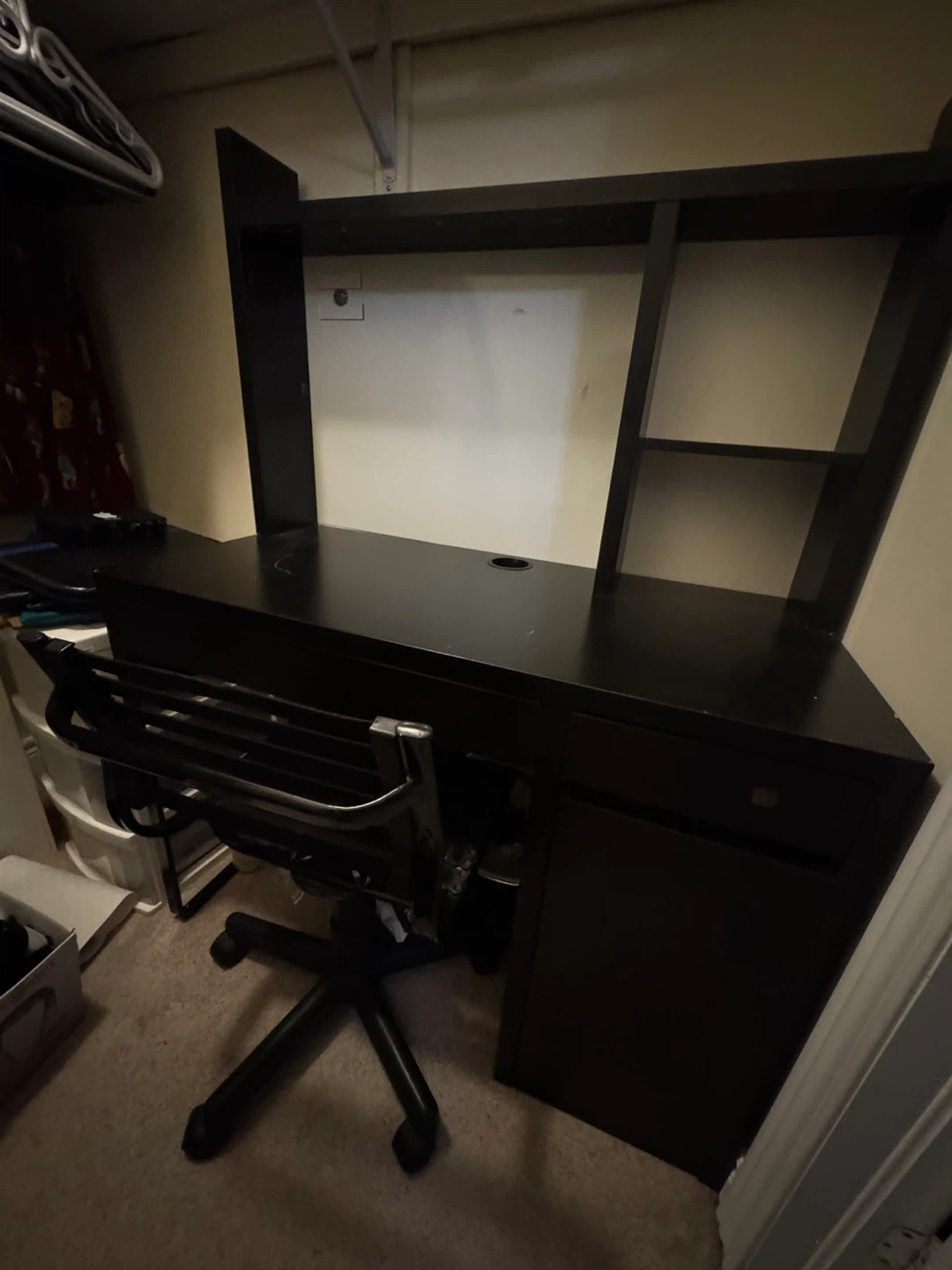 Black computer or Study Table with hutch - photo 2