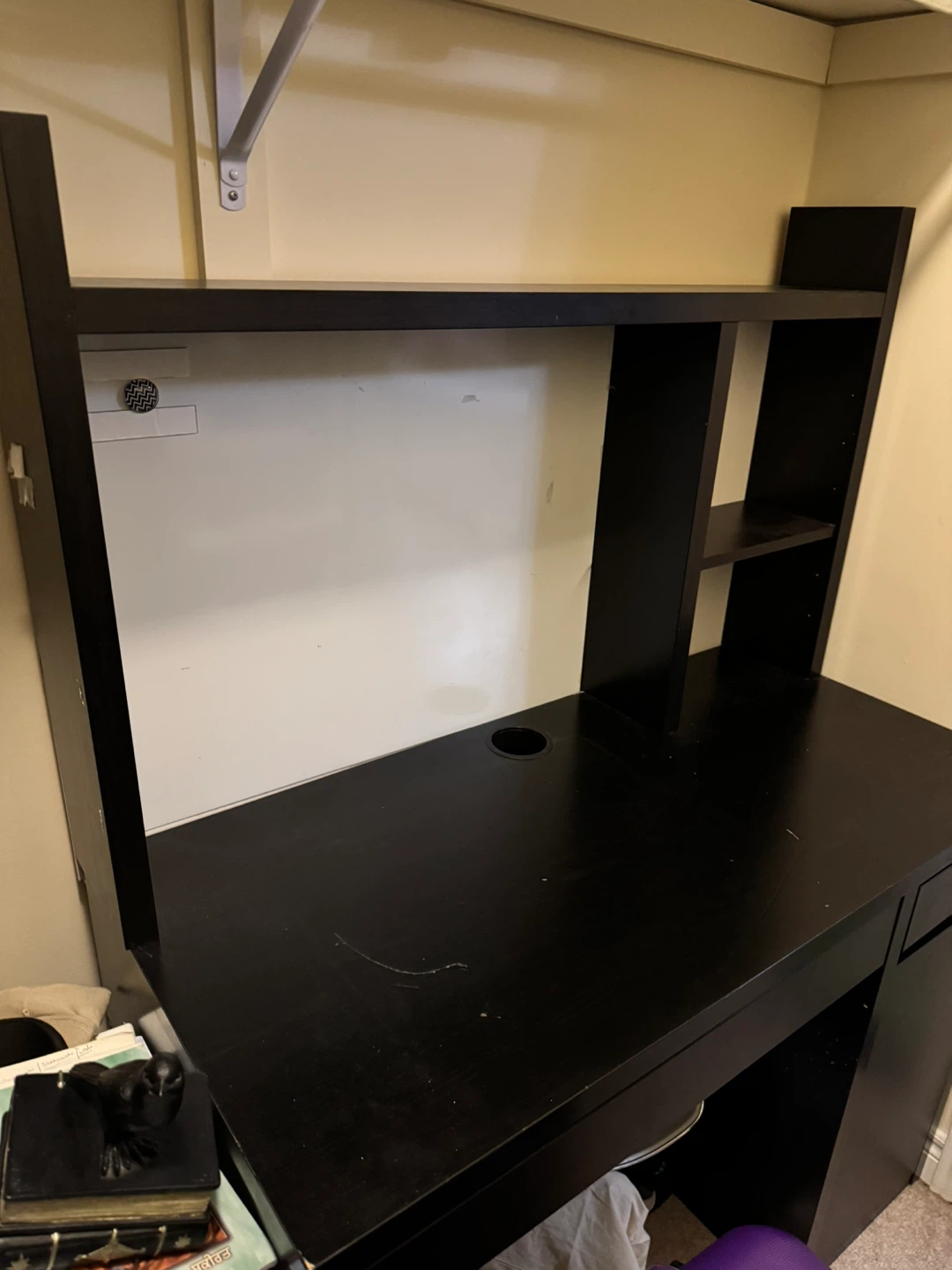 Black computer or Study Table with hutch - photo 3