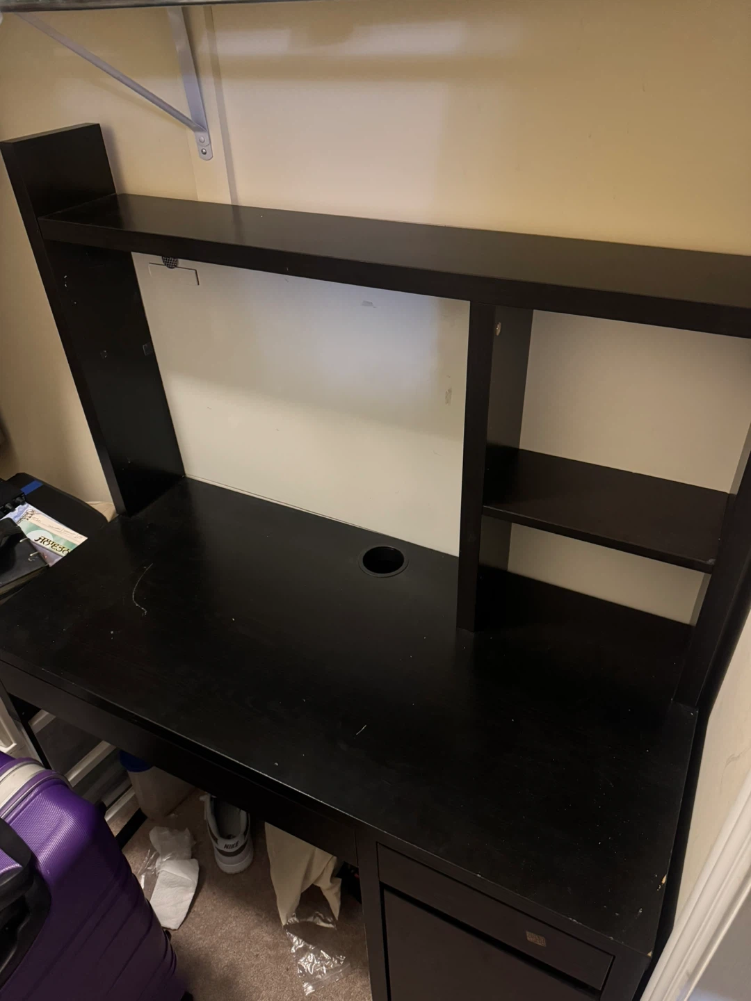 Black computer or Study Table with hutch - photo 4